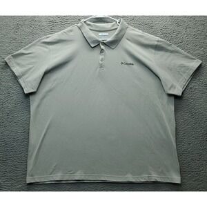 Columbia Polo Shirt Mens 2XL Gray Loose Fit Active Fit‎ Stretch Pony Logo Collar